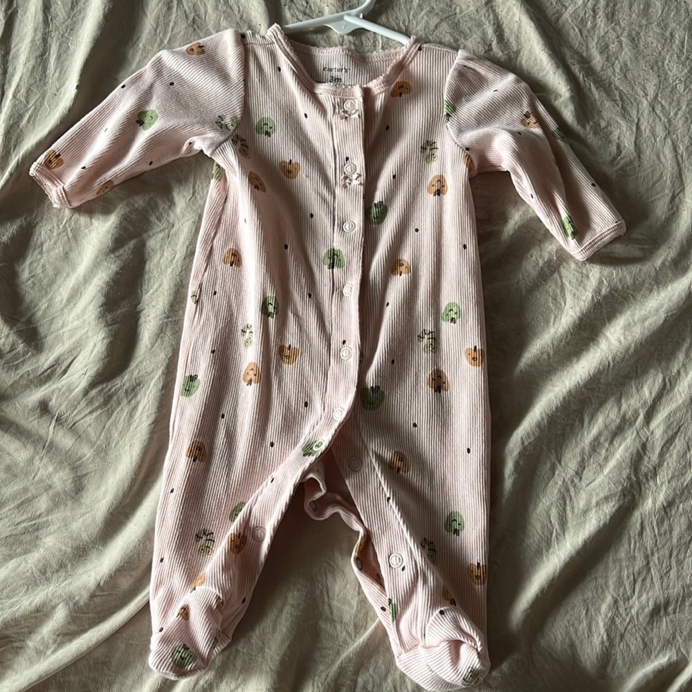 BABY GIRL PAJAMAS! 3 months pink with pumpkin design